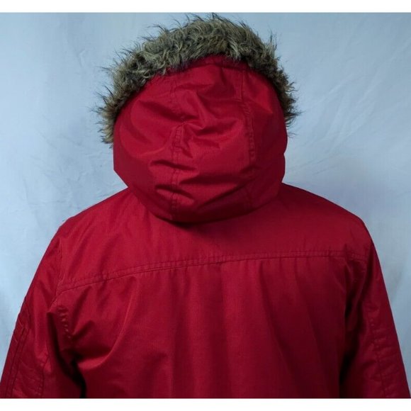 CJ Black Premium Womens Medium Red Zip Up Faux Fur Hood Heavy Winter Coat Jacket - Picture 7 of 14